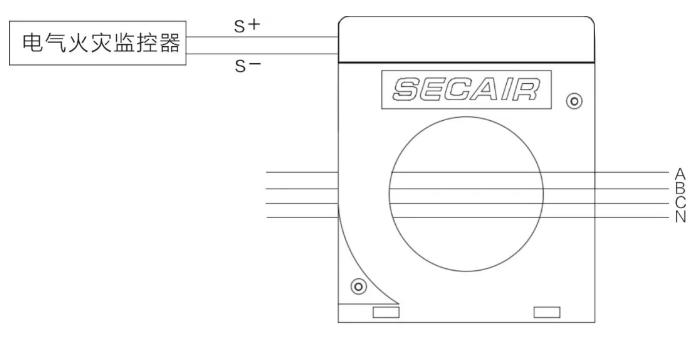J-SCM41(160)剩余電流式<a href=http://www.suliaodai.com.cn/dianqihuozai/ target=_blank class=infotextkey>電氣火災監(jiān)控</a>探測器接線圖